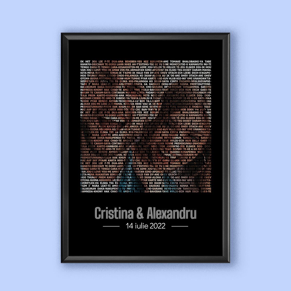 Individuell gestaltetes Bild mit Foto und Text – Ich liebe dich in 100 Sprachen
