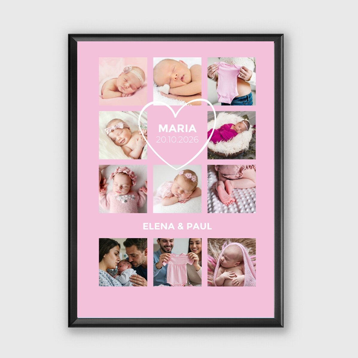Individuell gestaltetes Bild mit Text und 11 Fotos – Baby