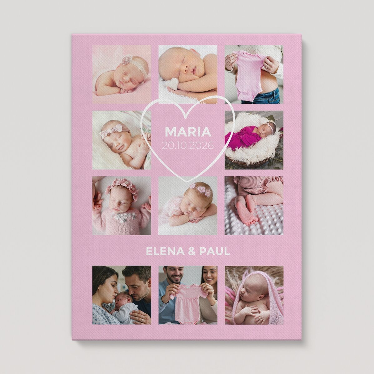 Individuell gestaltetes Bild mit Text und 11 Fotos – Baby