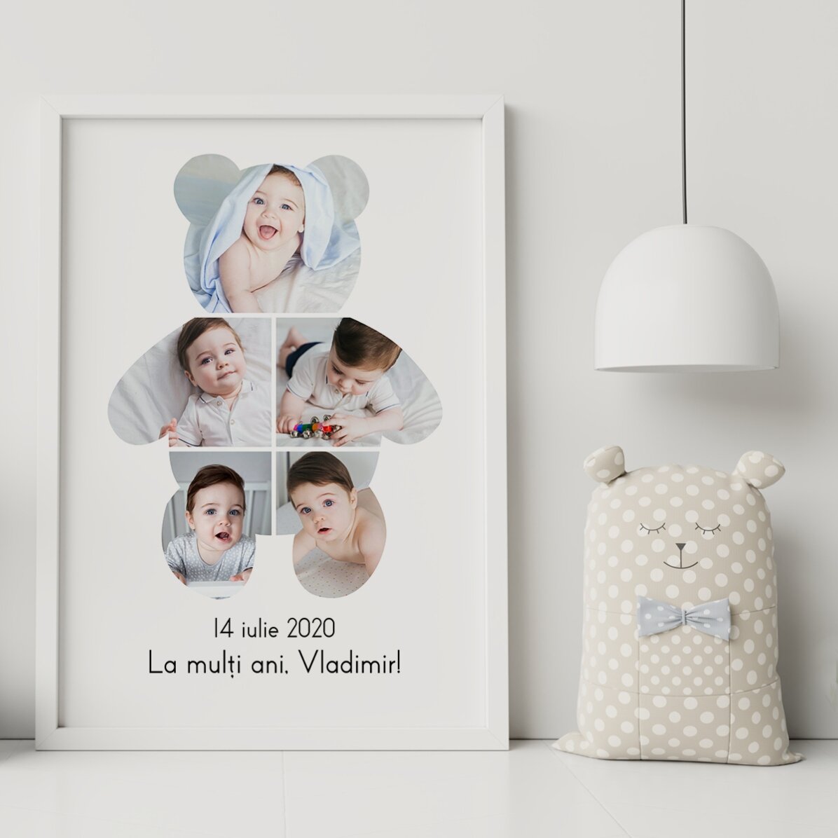 Individuell gestaltetes Bild mit Text und 5 Fotos – Teddybär