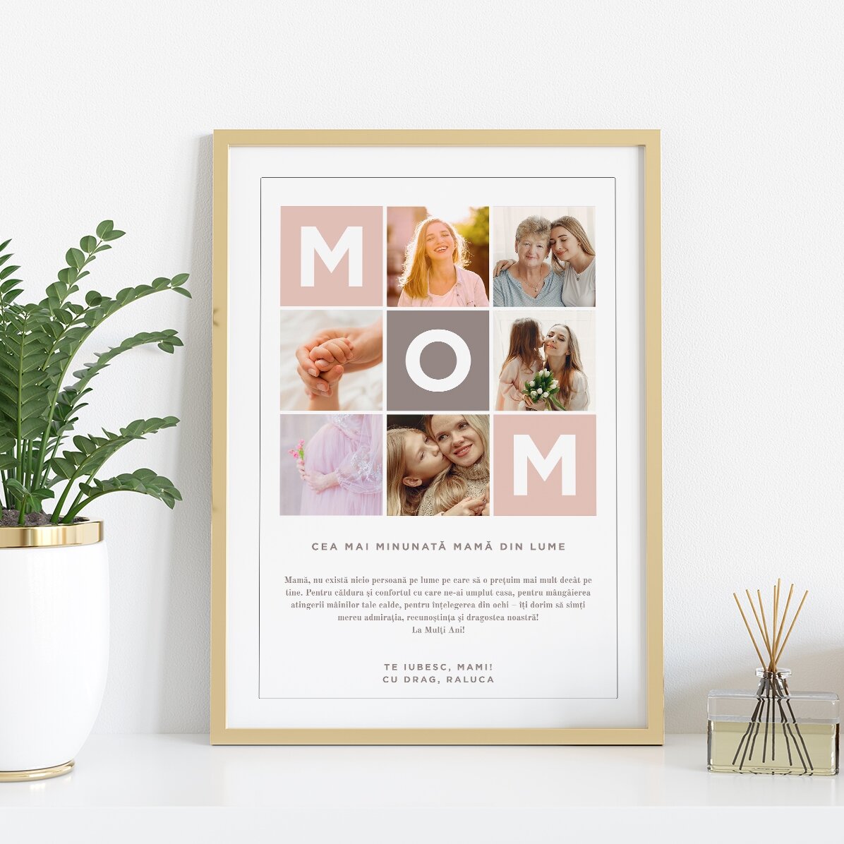 Individuell gestaltetes Bild mit Text und 6 Fotos – MOM