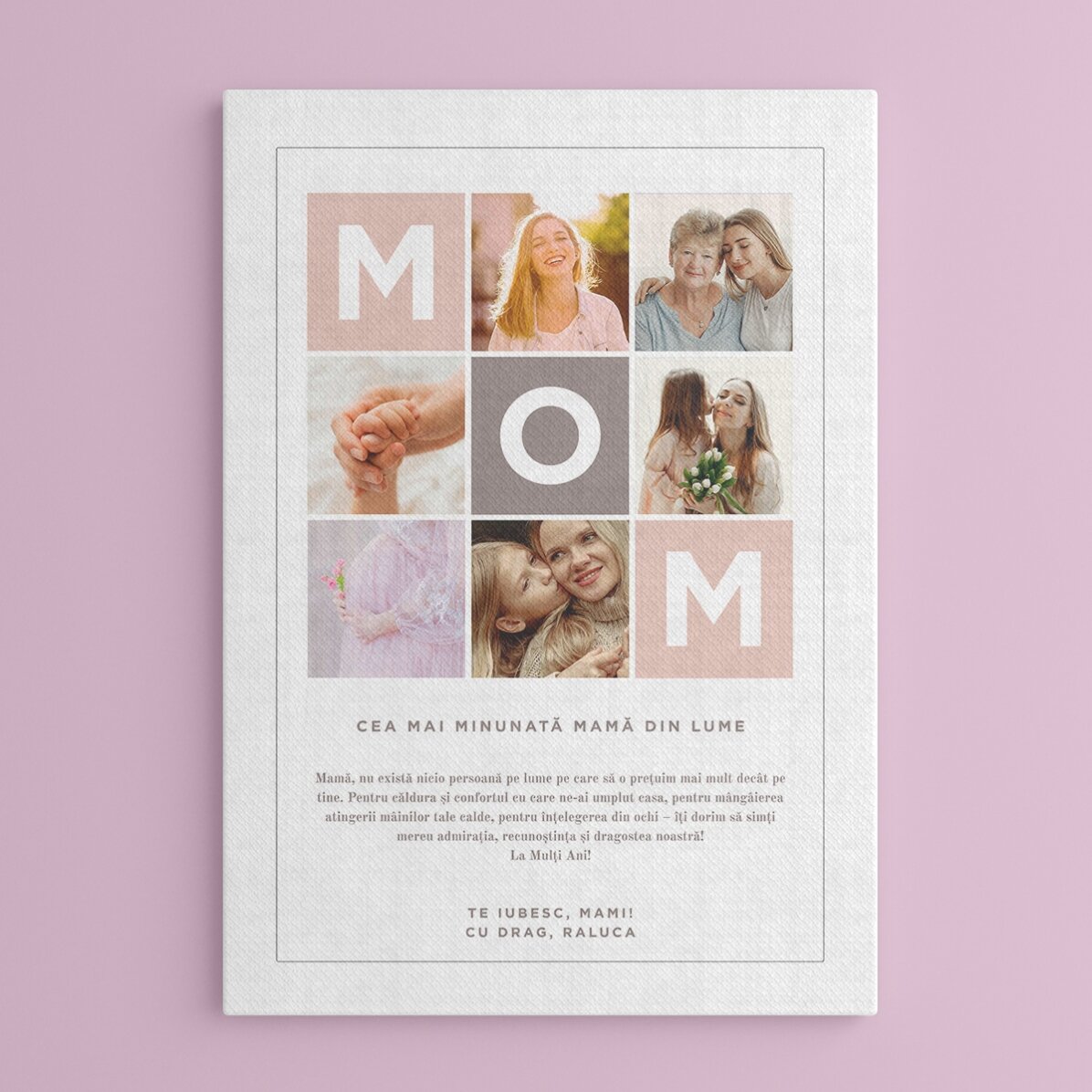 Individuell gestaltetes Bild mit Text und 6 Fotos – MOM