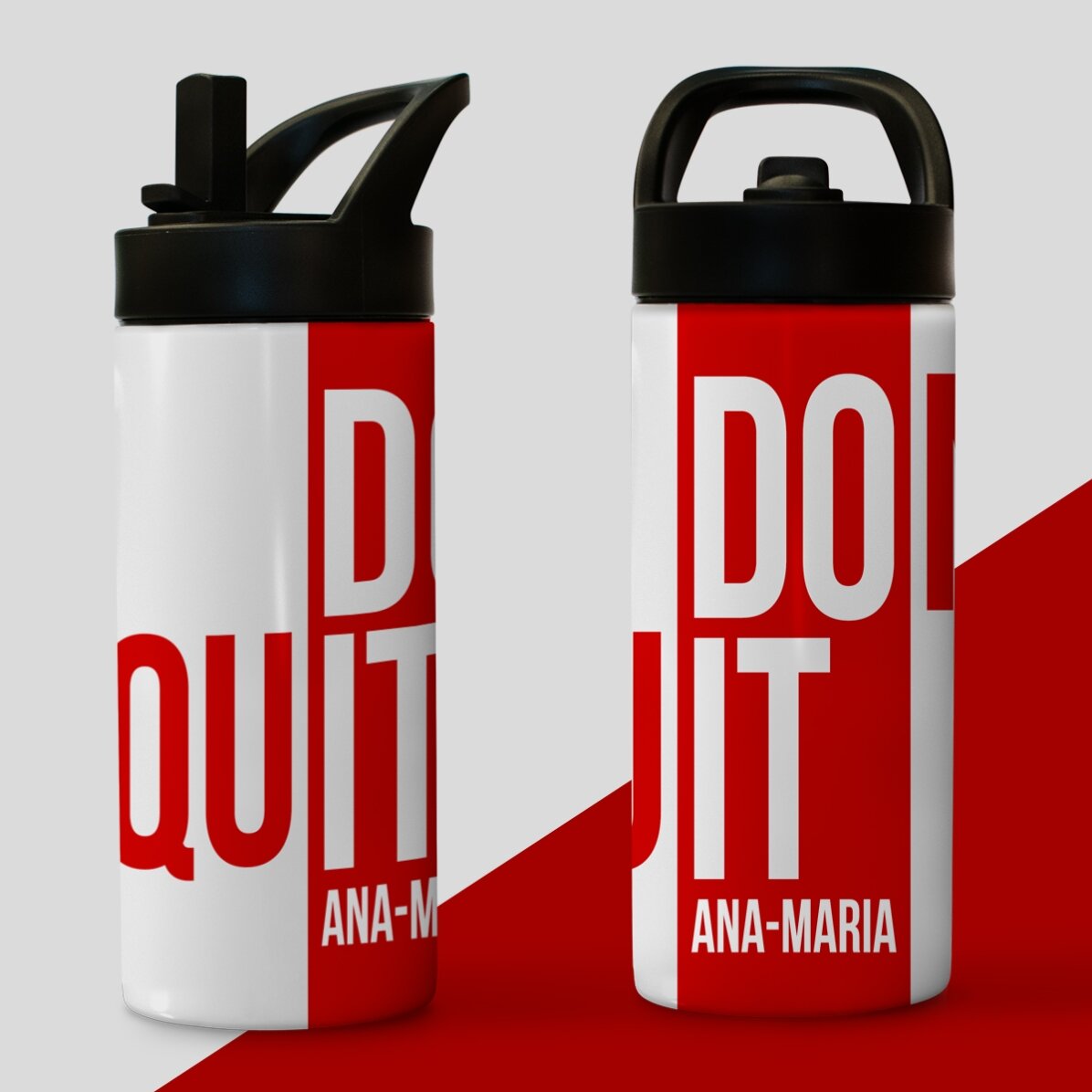 Thermosflasche mit Griff und personalisiertem Strohhalm mit Namen – „Don
