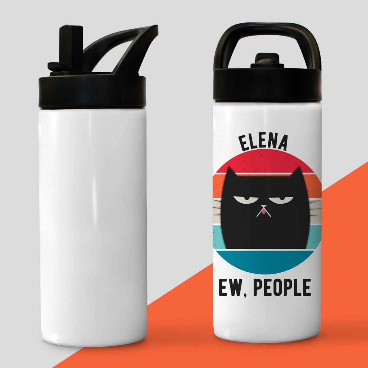 Thermoskanne mit Griff und personalisiertem Strohhalm mit Namen – Ew, people