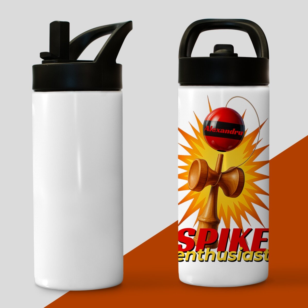 Thermosflasche mit Griff und personalisiertem Strohhalm für Kinder – Spike Enthusiast