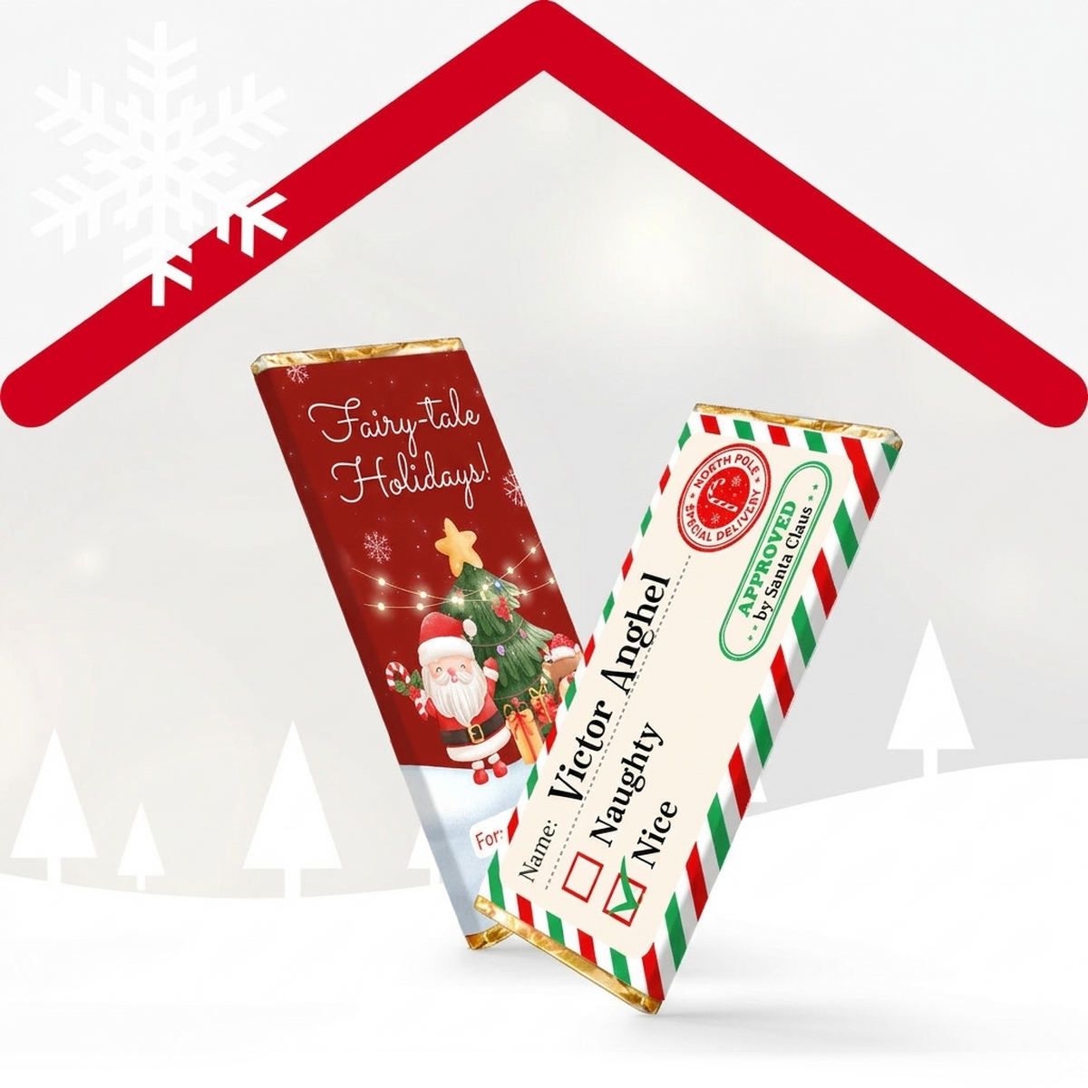 Personalisierte Mini-Schokoladentafel zu Weihnachten