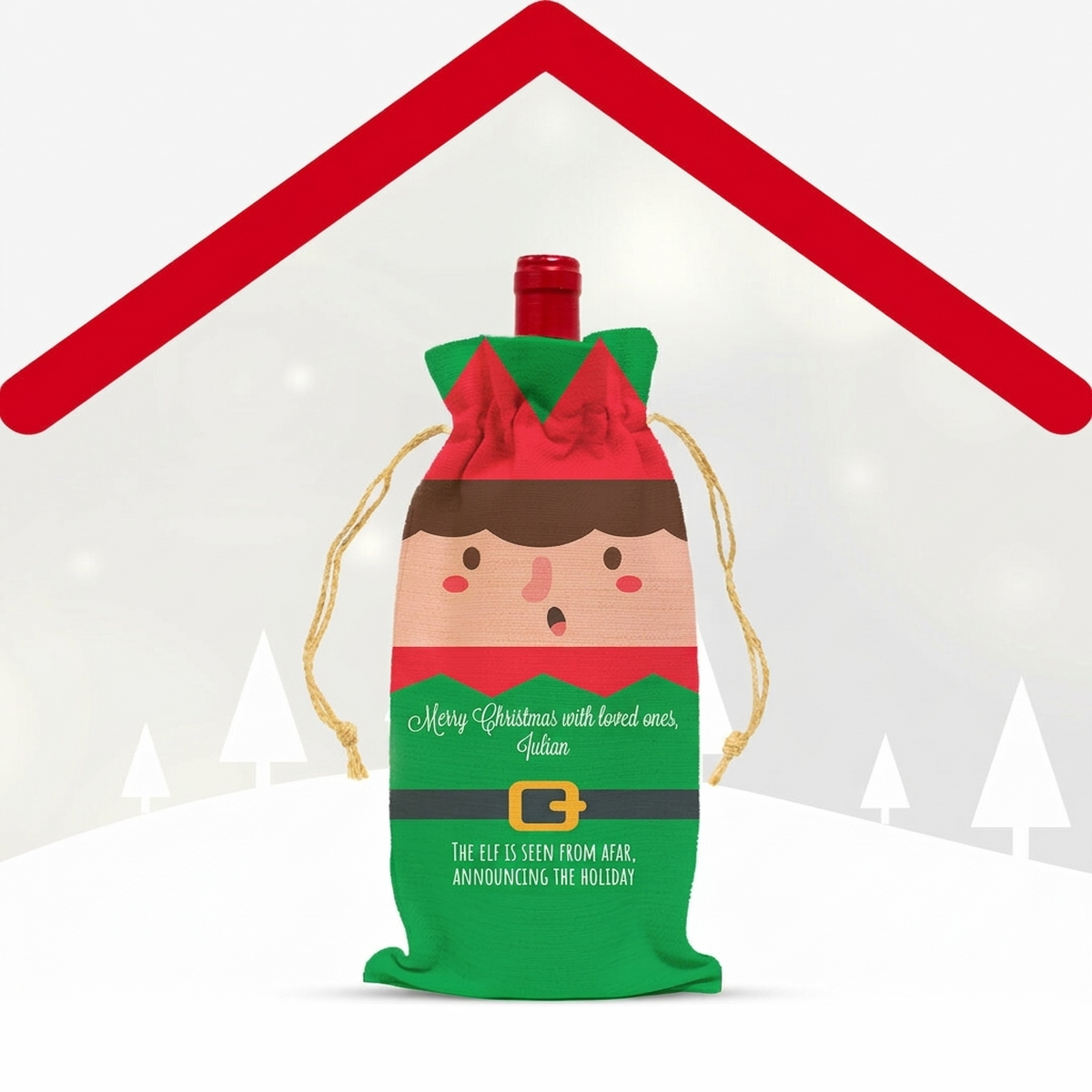 Personalisierte Tüten für Weihnachtsweinflaschen