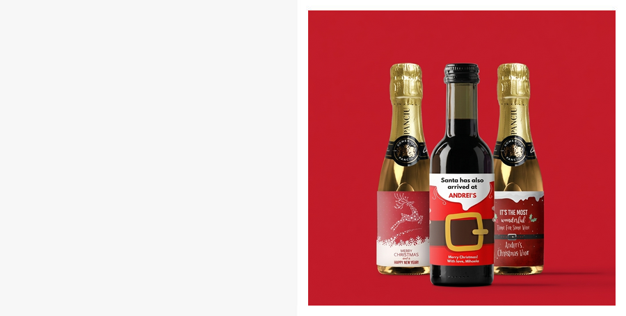 Personalisierte Mini-Weinfläschchen zu Weihnachten