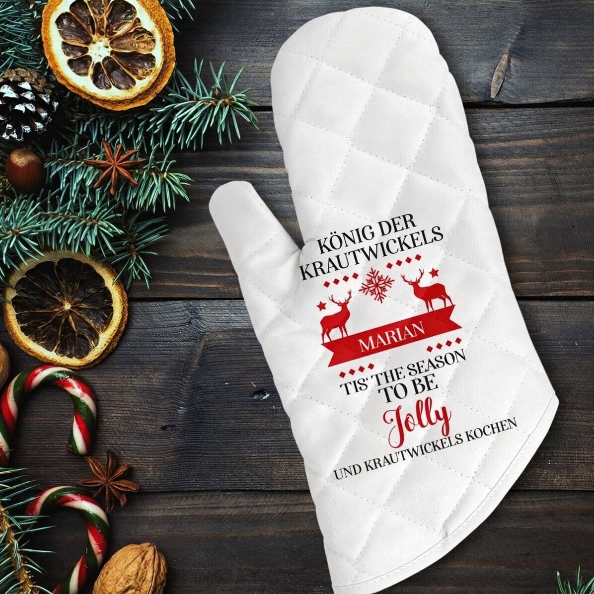 Personalisierter Küchenhandschuh mit Aufdruck – „King of Sarmale“