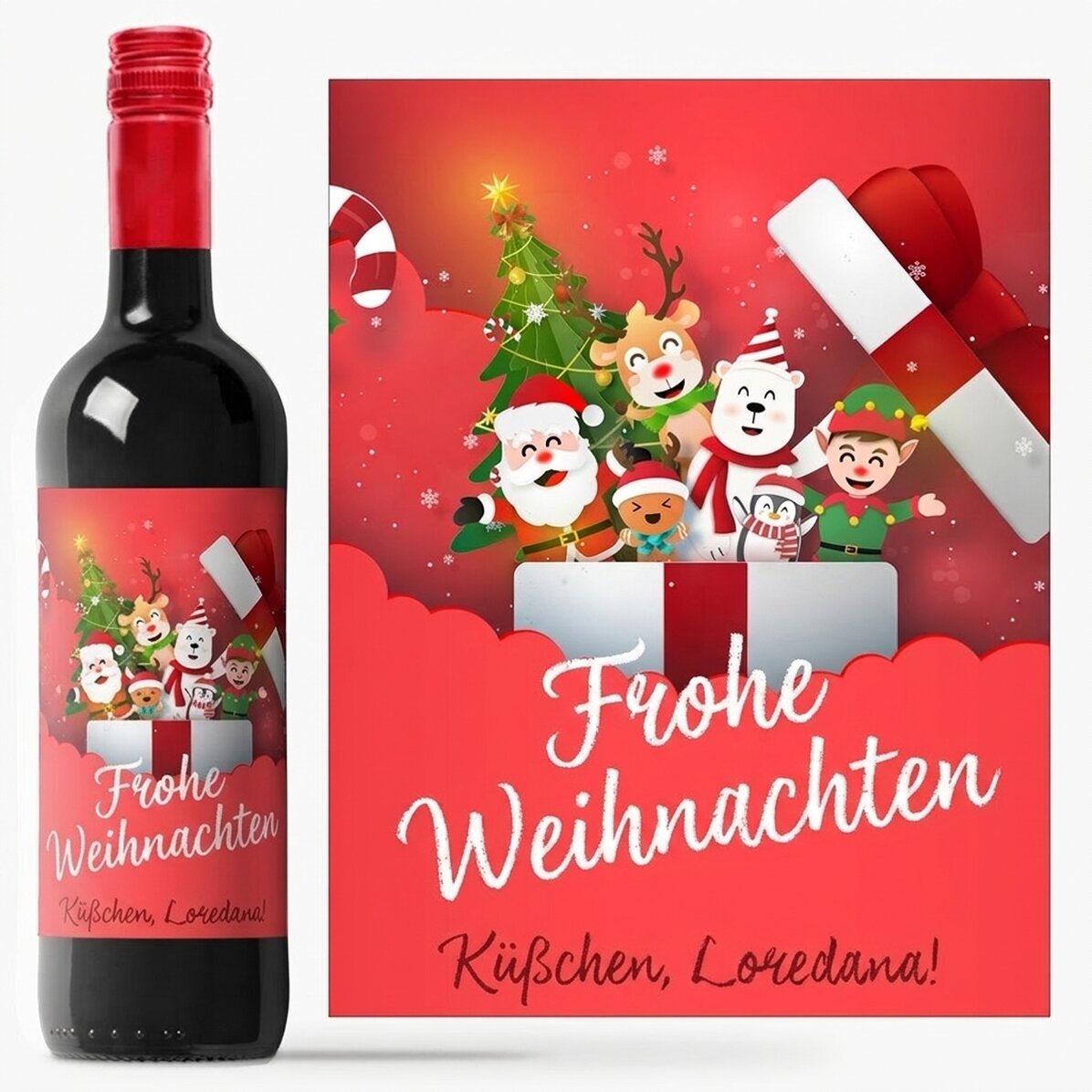 Wein mit individueller Beschriftung – Santa & his friends