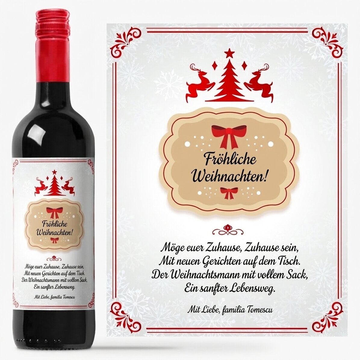 Wein mit individueller Beschriftung – Weihnachtsgruß