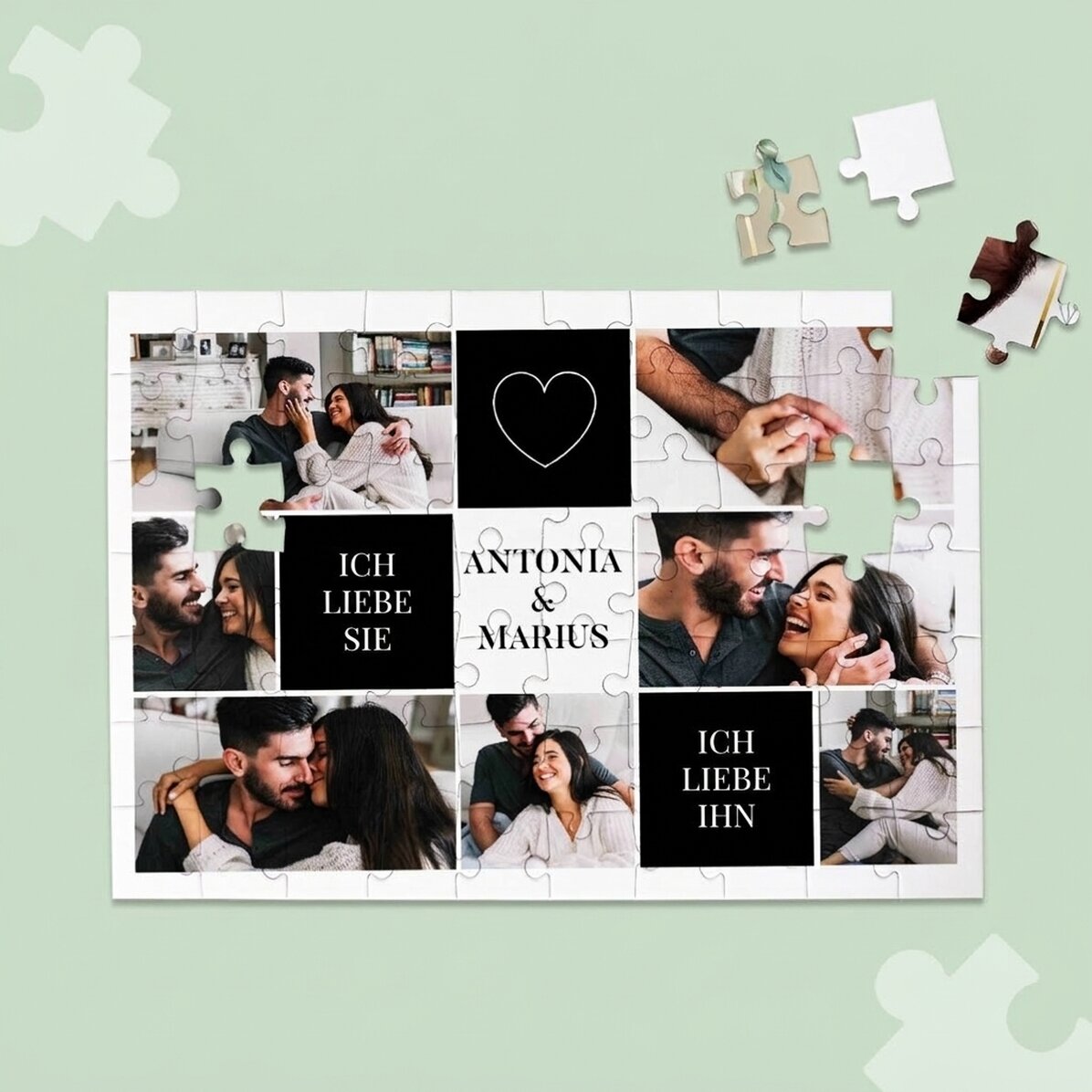 Personalisiertes Puzzle mit 5 Fotos und Text, 28 x 19 cm – Wir beide