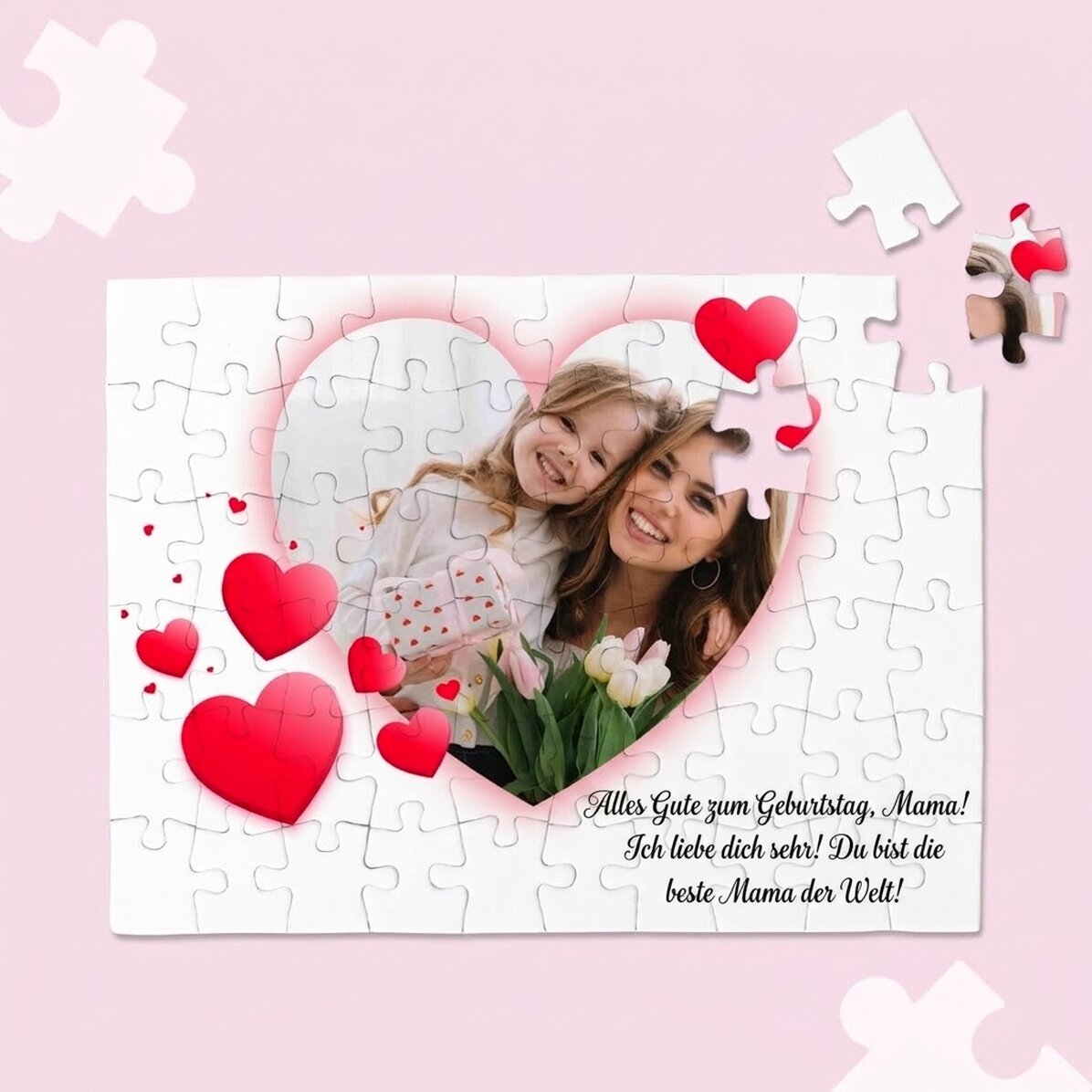 Personalisiertes Puzzle mit Foto und Text, 20 x 15 cm – Herz