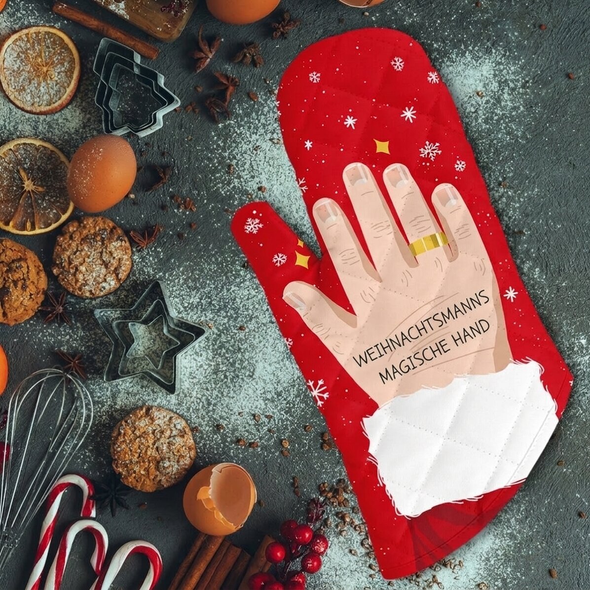 Personalisierter Küchenhandschuh mit Aufdruck – Die magische Hand des Weihnachtsmanns