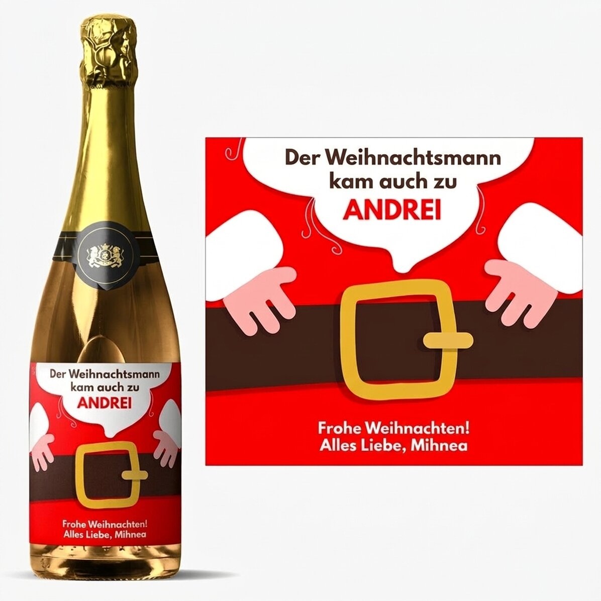 Personalisierter Sekt mit Aufdruck – Der Weihnachtsmann ist da