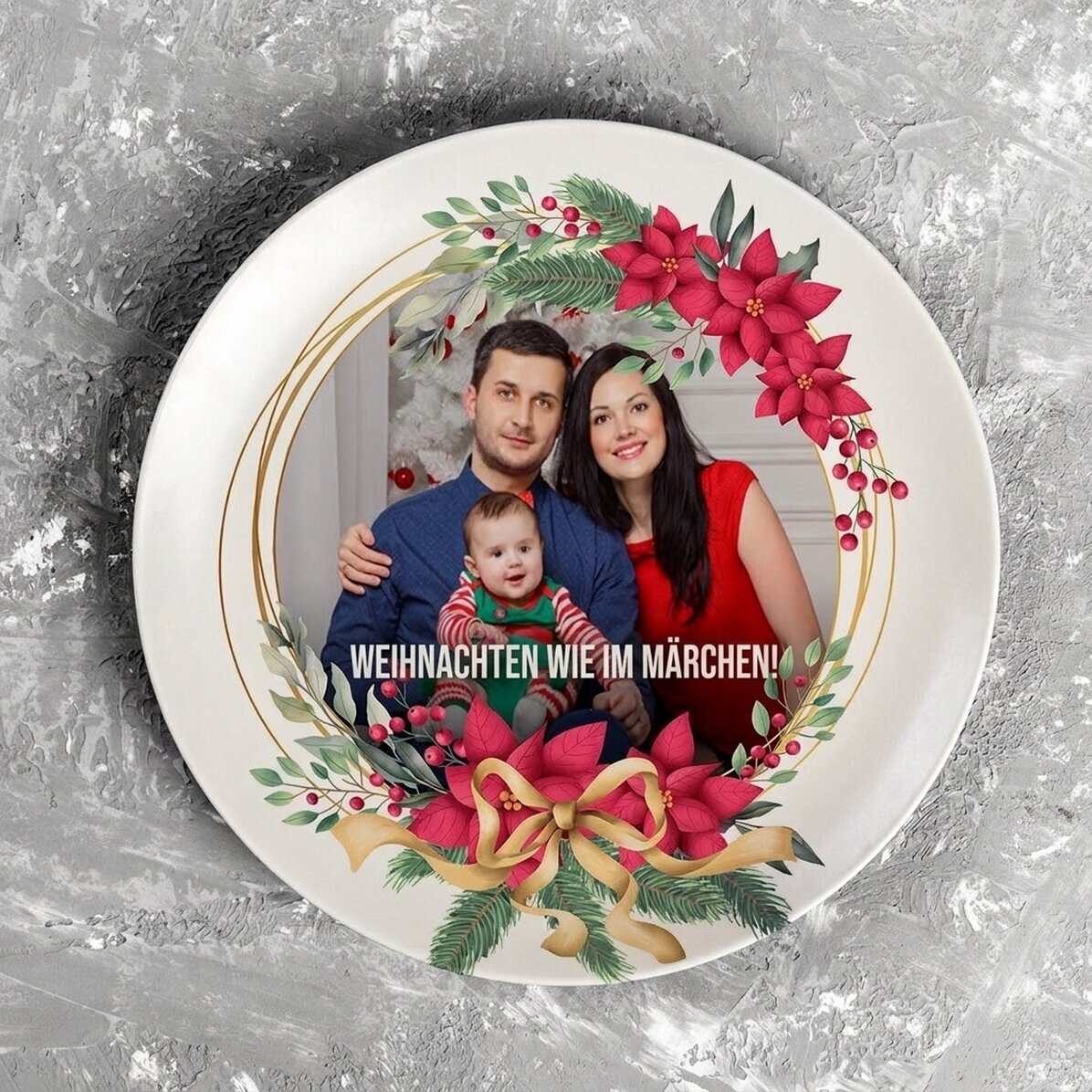 Personalisierter Teller mit Foto und Text – Weihnachten