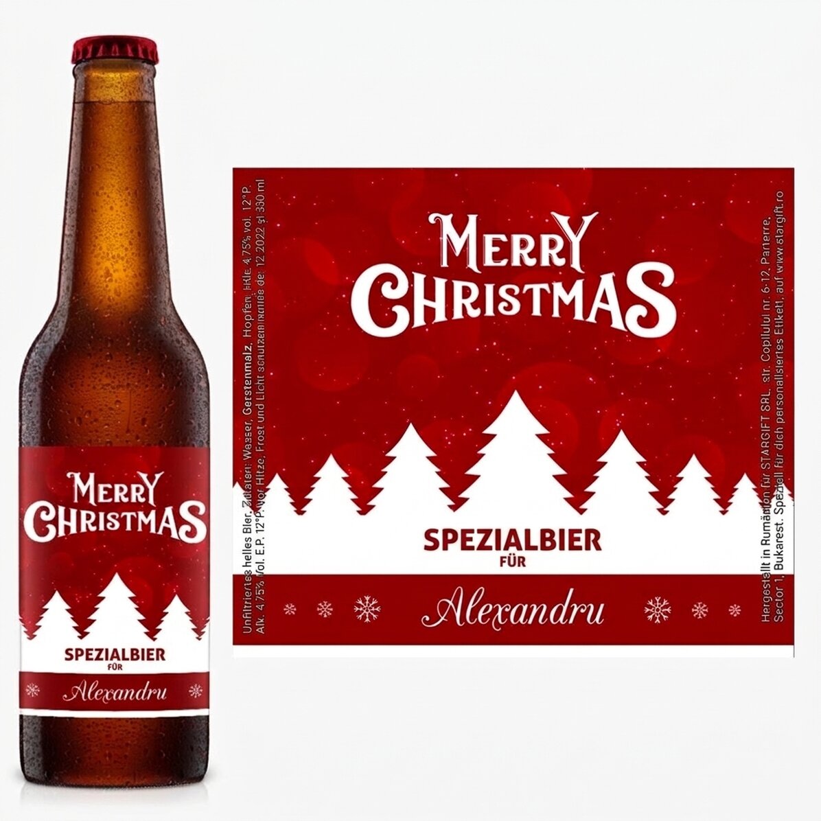 Bier mit individueller Aufschrift – Merry Christmas