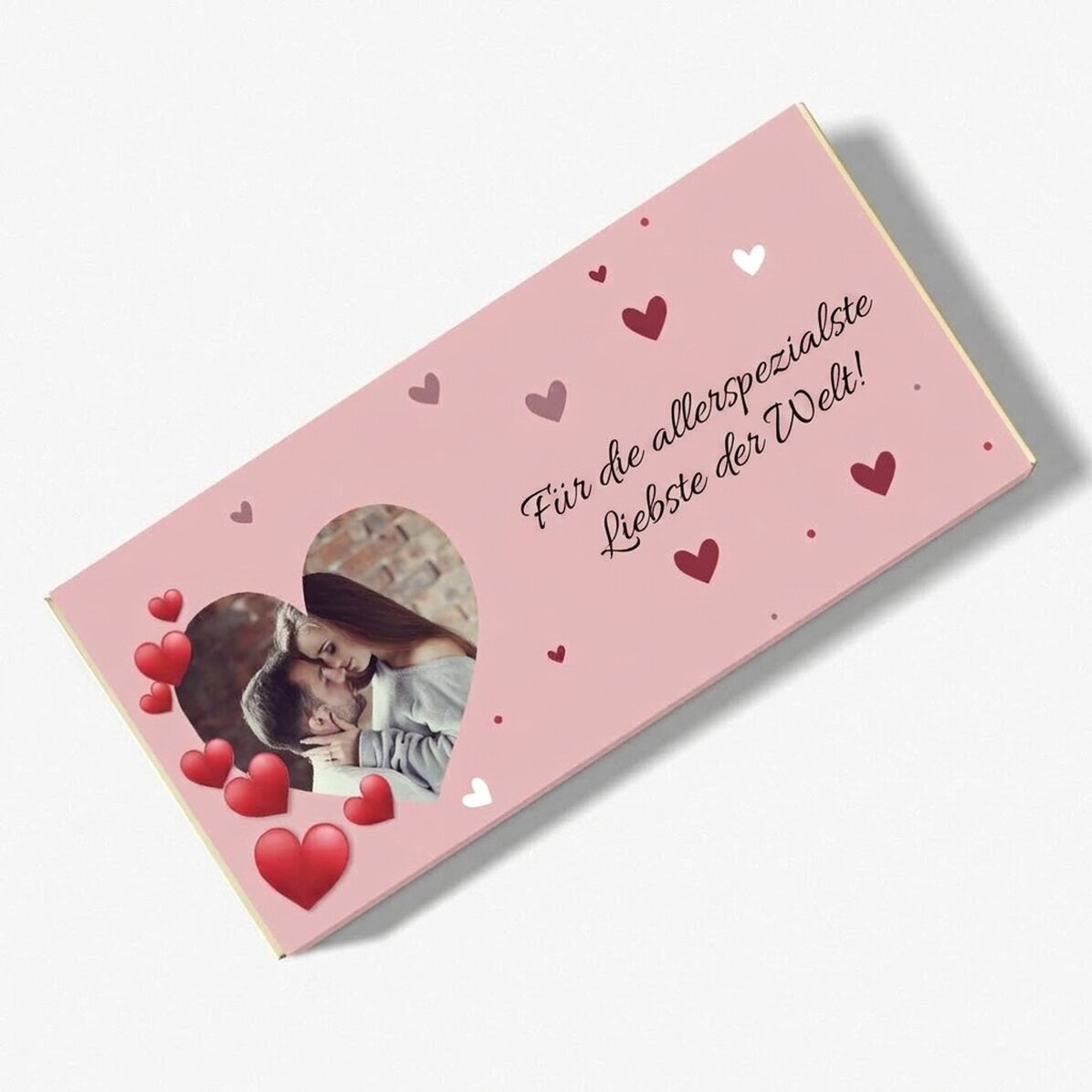 Personalisierte Schokolade mit Text und Foto – I love you!