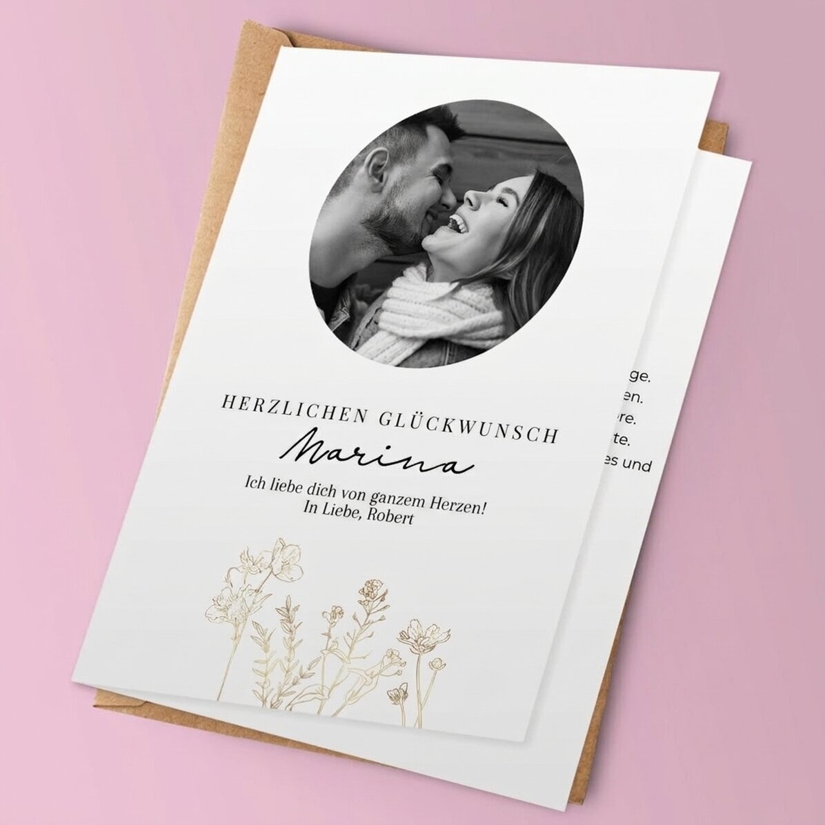 Personalisierte Grußkarte mit Foto und Text – Elegance