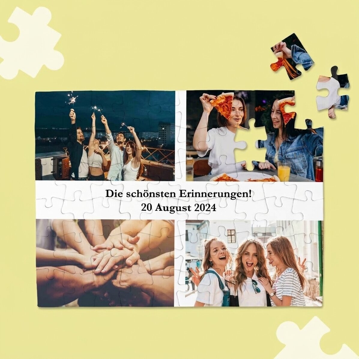 Personalisiertes Puzzle mit 4 Fotos und Text, 28 x 19 cm – Die schönsten Erinnerungen
