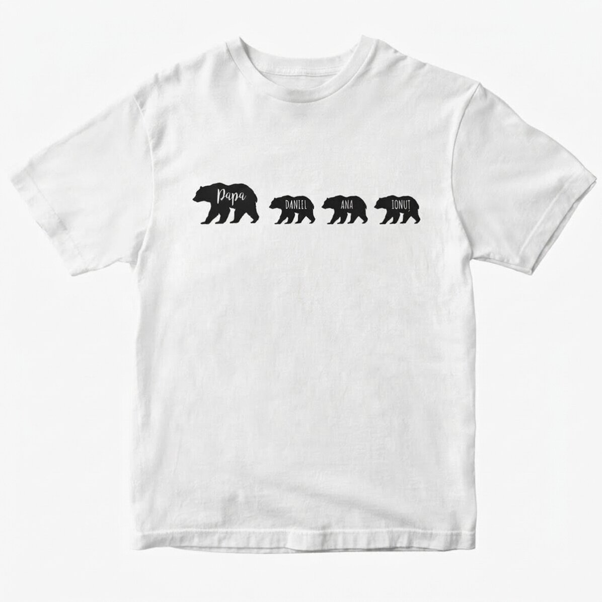 Personalisiertes T-Shirt mit Aufdruck – Bär und 3 Bärenjungen