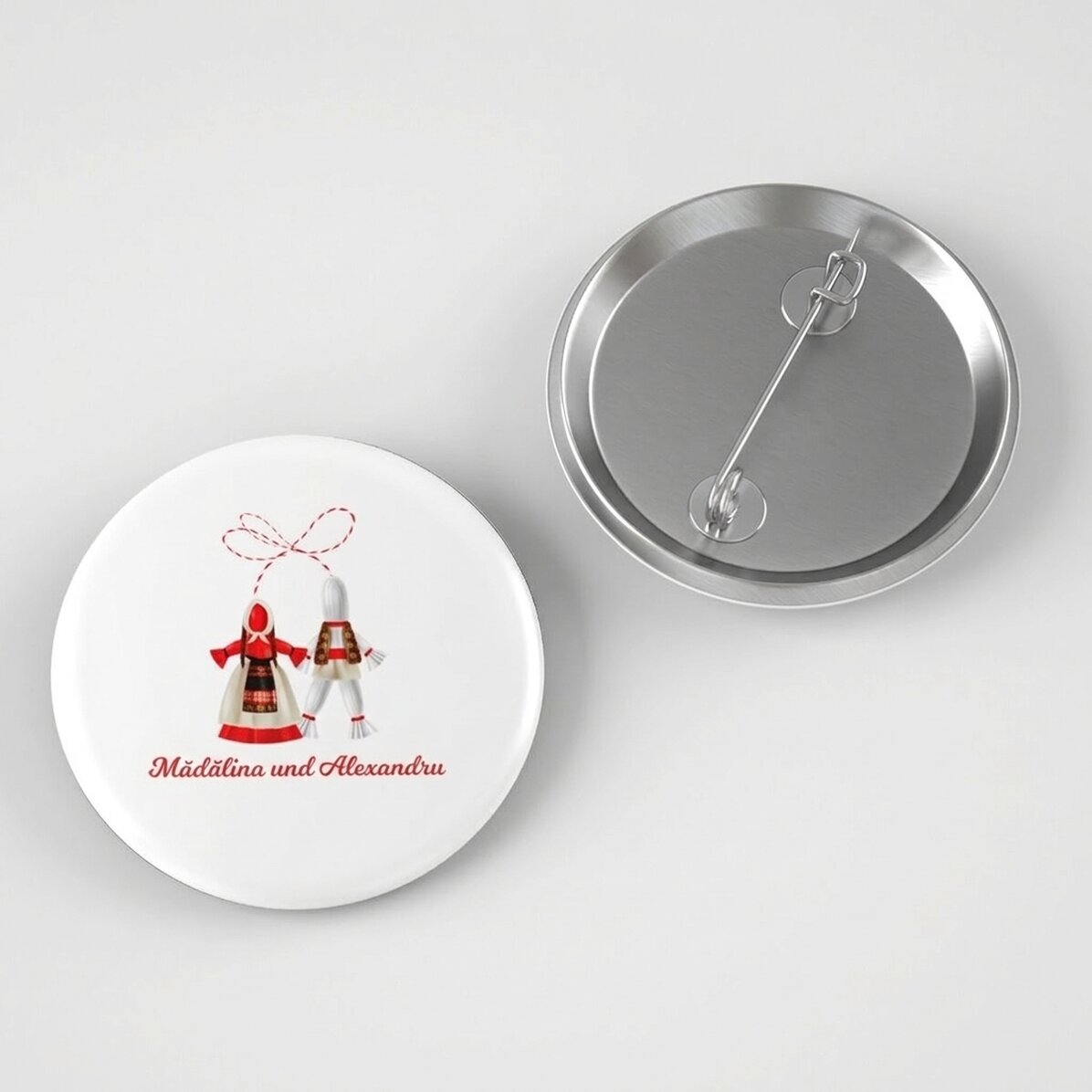 Personalisiertes Button mit Liebesbotschaft