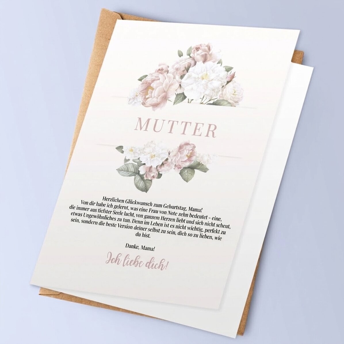 Personalisierte Grußkarte mit Text – Danke, Mama!