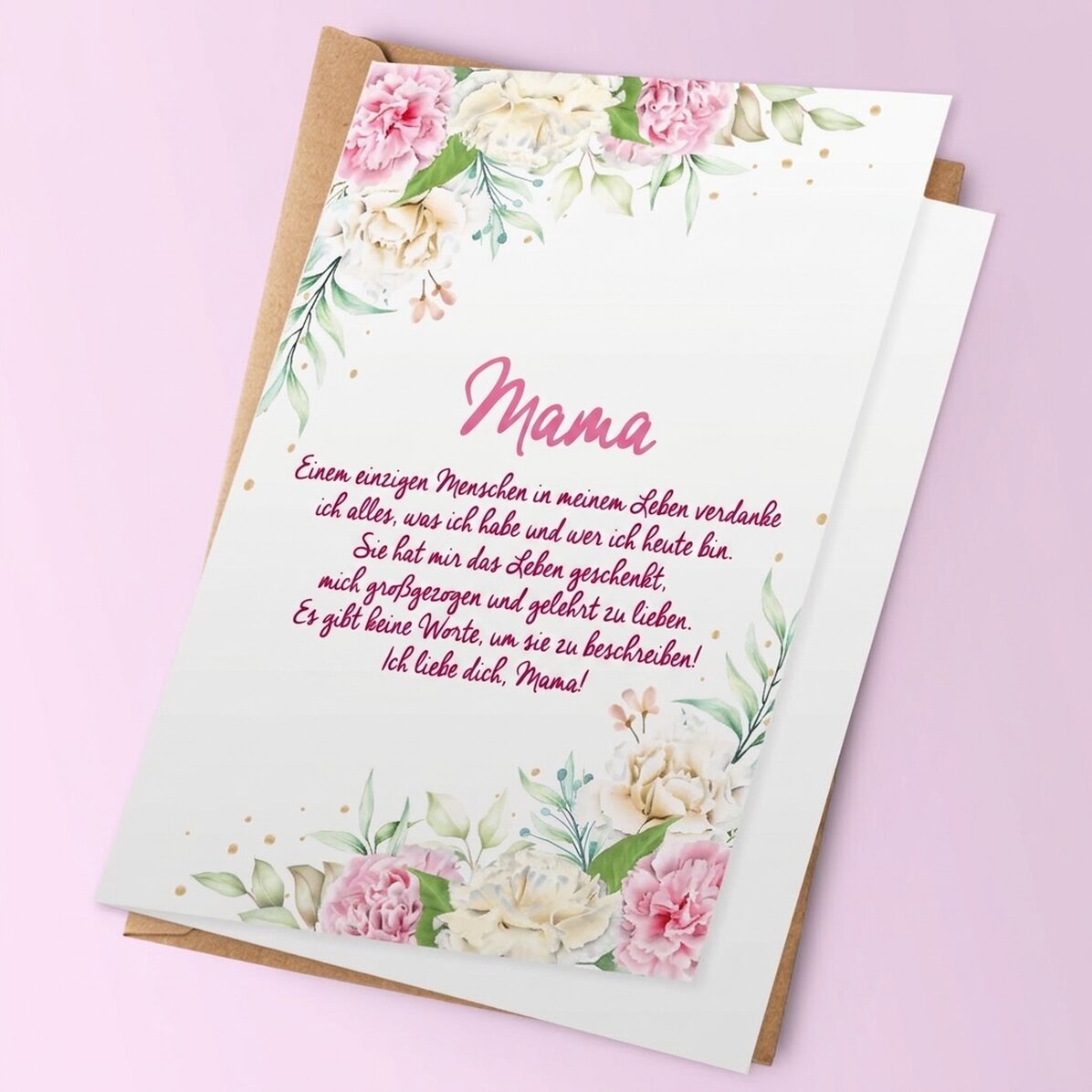 Personalisierte Grußkarte mit Text – Ich liebe dich, Mama