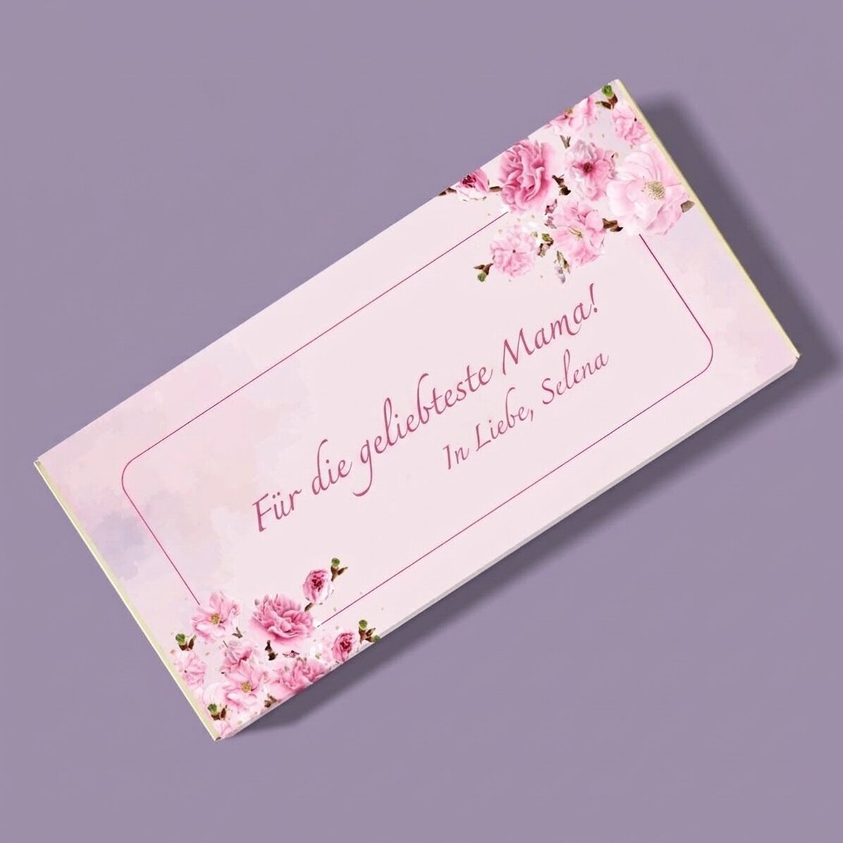 Personalisierte Schokolade mit Schriftzug – Cherry Blossom