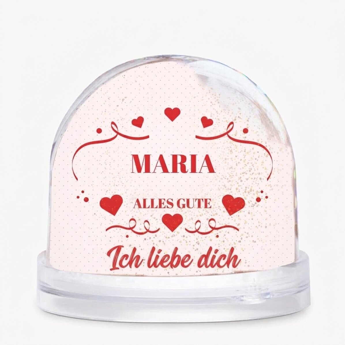 Personalisierte Schreibtischkugel mit Foto und Text – Fest der Liebe