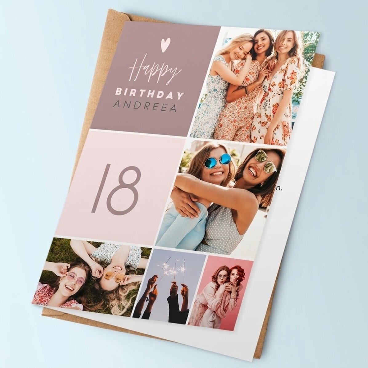 Individuell gestaltete Grußkarte mit 5 Fotos und Text – Happy Birthday