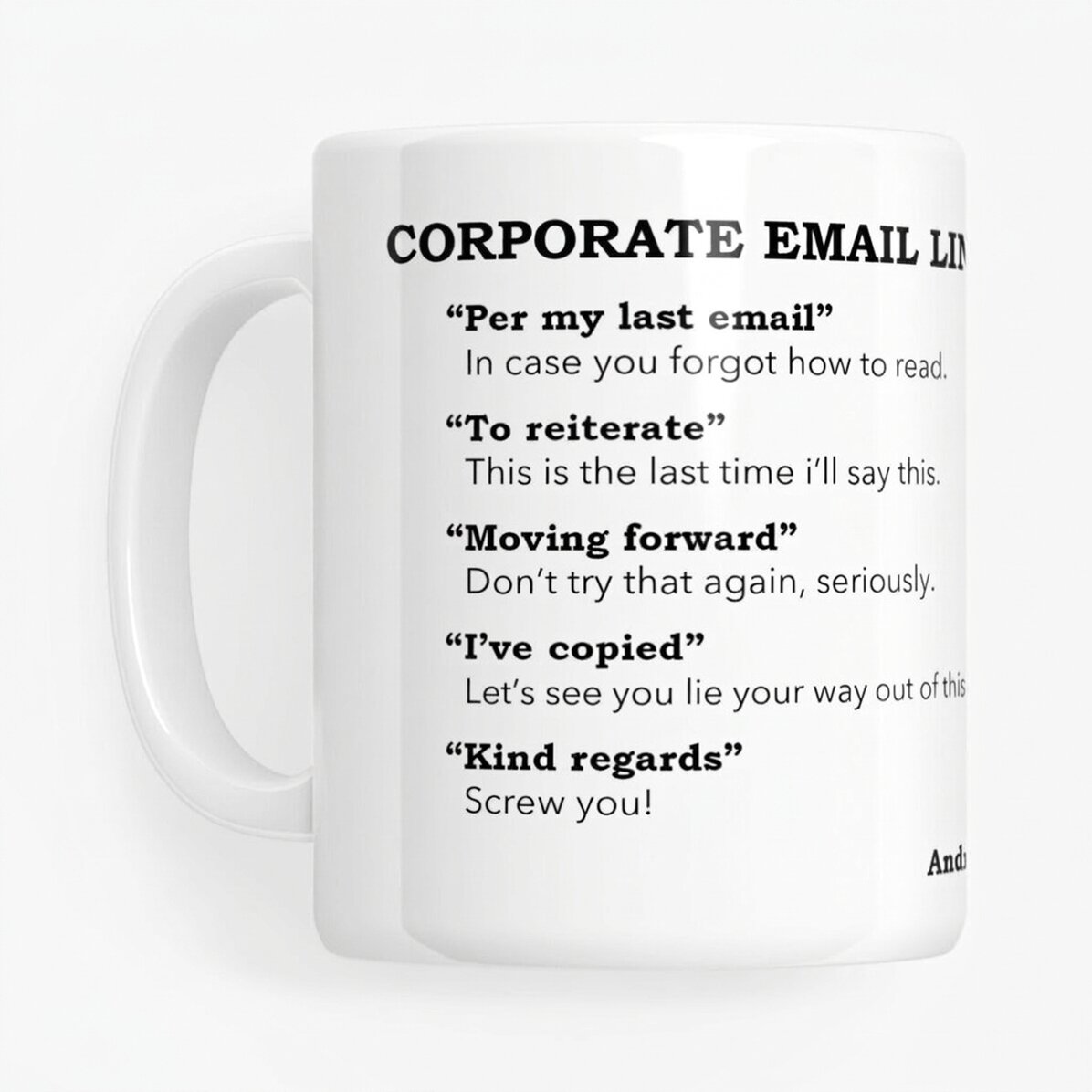 Personalisierte Tasse mit Text – Firmen-E-Mail-Adresse