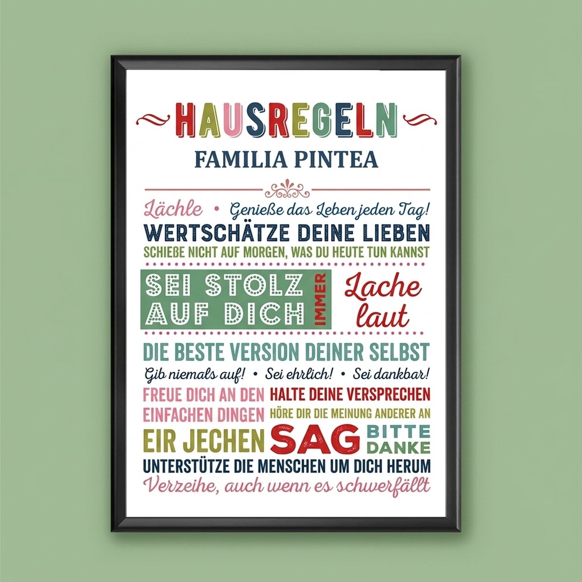Individuell gestaltetes Bild mit Text – Hausordnung