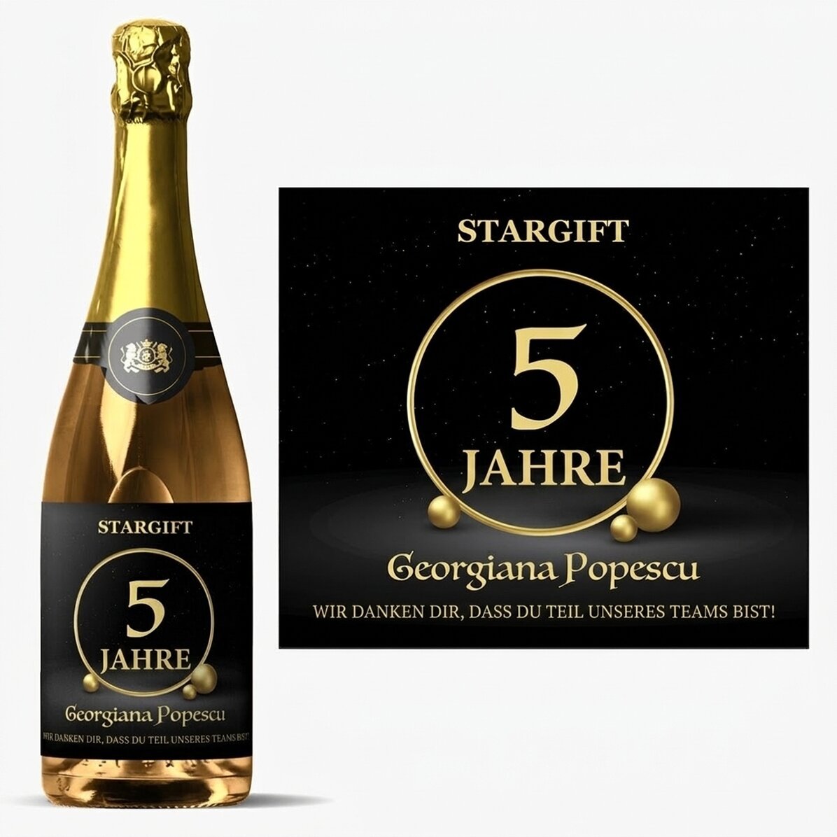 Personalisierter Sekt mit Text – Firmenjubiläum
