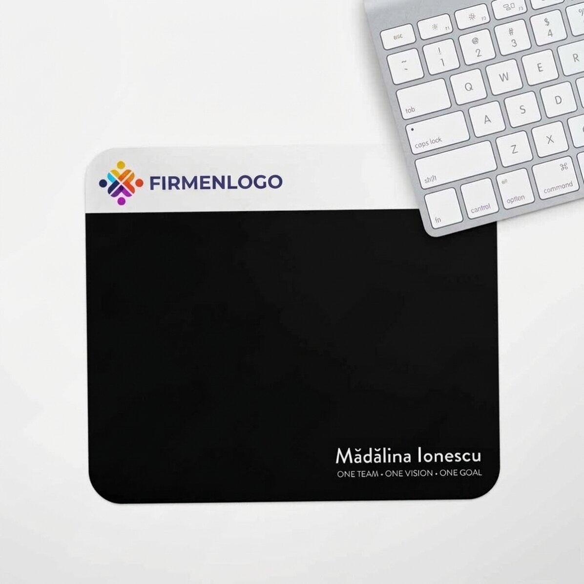 Individuell gestaltetes Mauspad mit Logo und Text