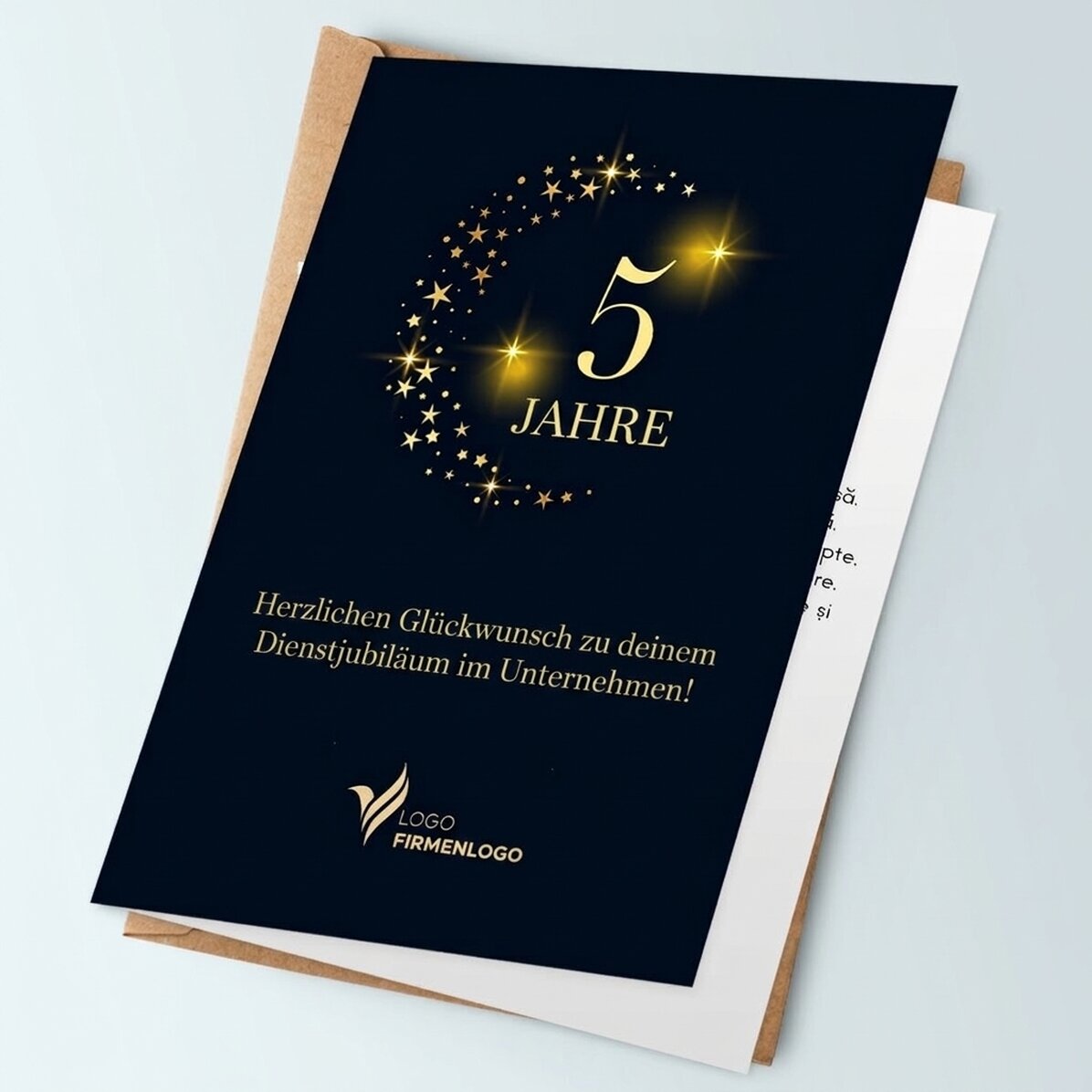 Individuell gestaltete Grußkarte mit Logo und Text