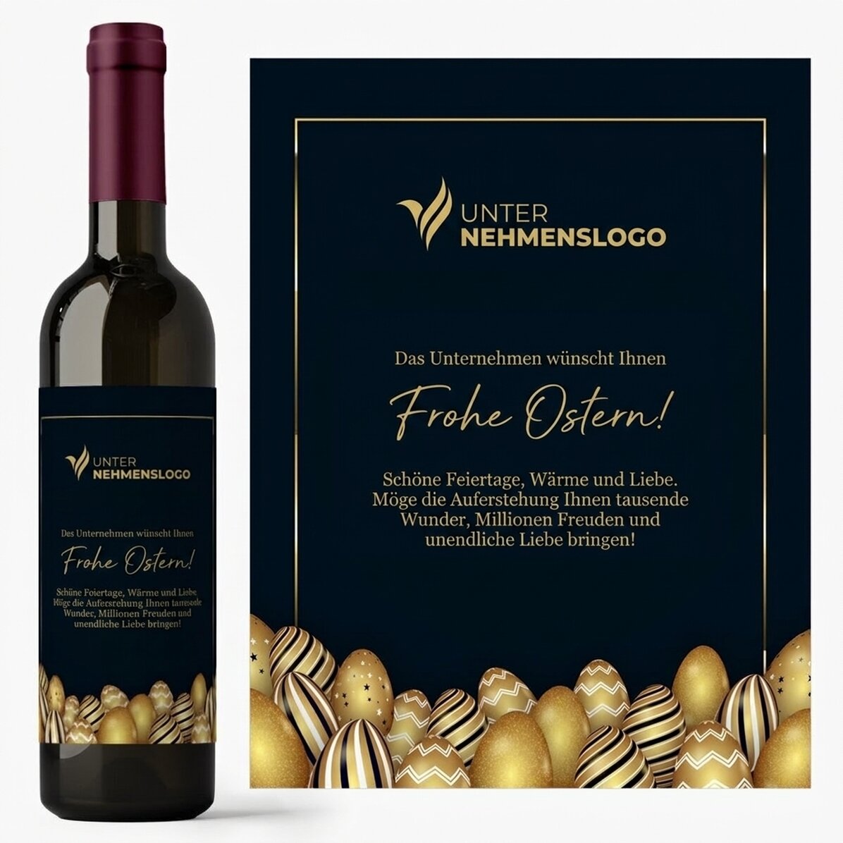 Wein mit individuellem Logo und Text zu Ostern