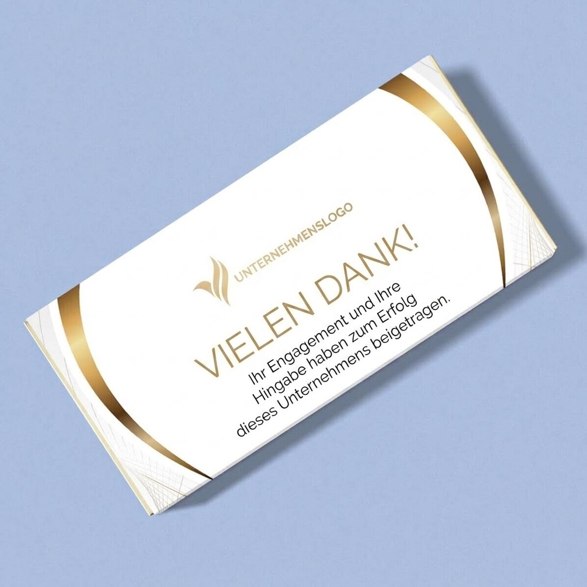 Personalisierte Schokolade mit Logo und Text – Grußkarten (Weiß)