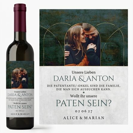 Personalisierter Wein mit Text und 1 Foto – Möchtet ihr unsere Paten sein?