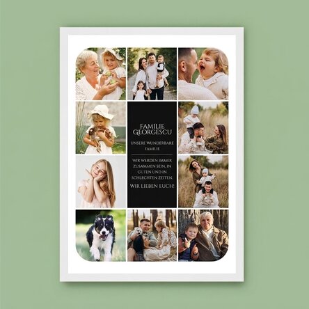 Individuell gestaltetes Bild mit Text und 10 Fotos – Unsere Familie
