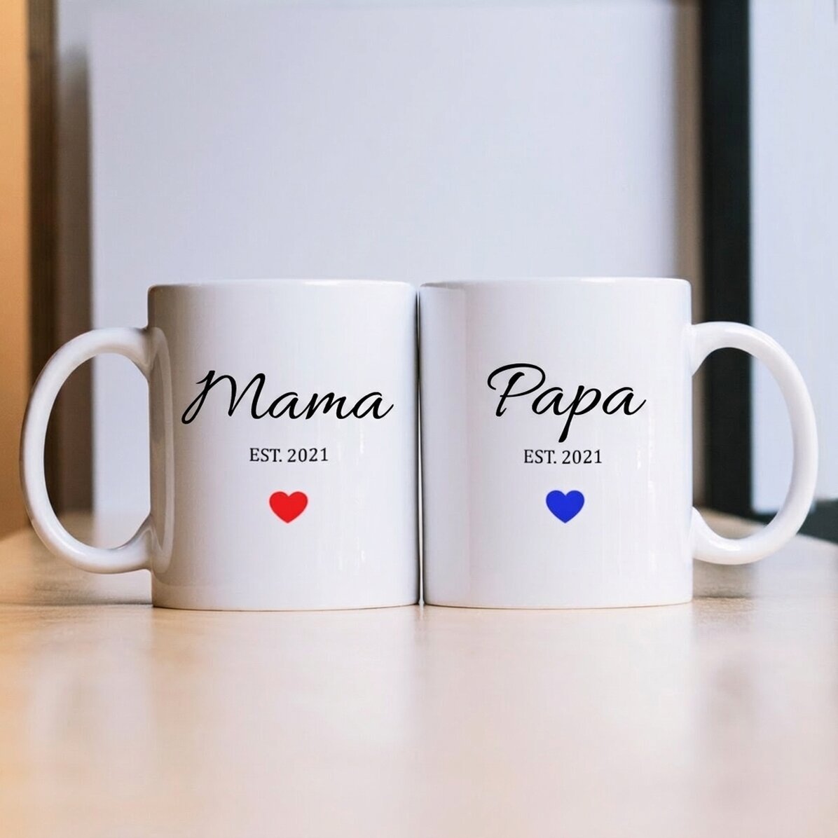 Tassen für Paare mit Aufdruck – Mom & Dad
