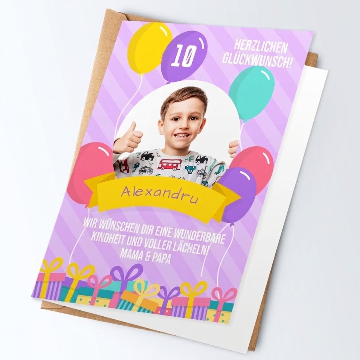 Personalisierte Grußkarte mit Fotos und Text – Happy Birthday, Kids!