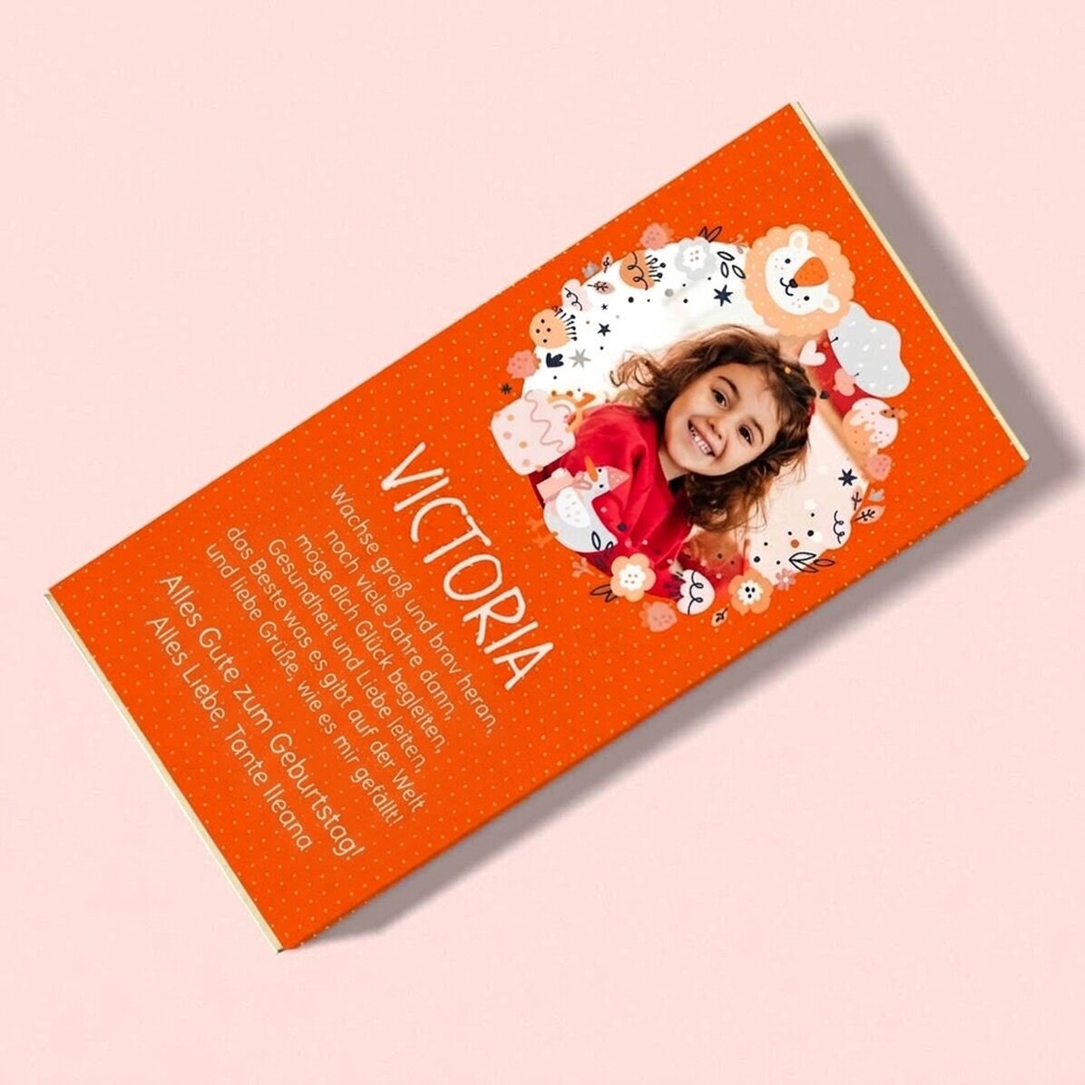 Personalisierte Schokolade mit Text für Kinder – Niedliche Tiere