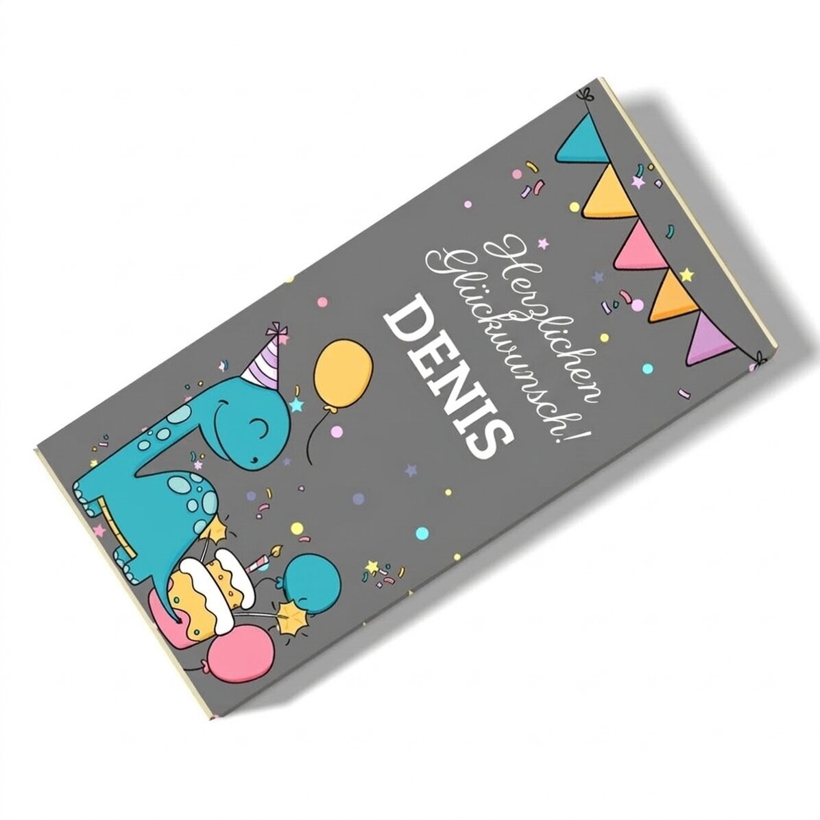 Personalisierte Schokolade mit Aufdruck für Kinder – Happy Dino