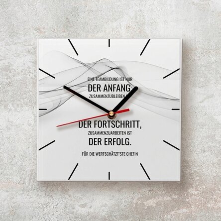 Personalisierte quadratische Uhr mit Text – Erfolg