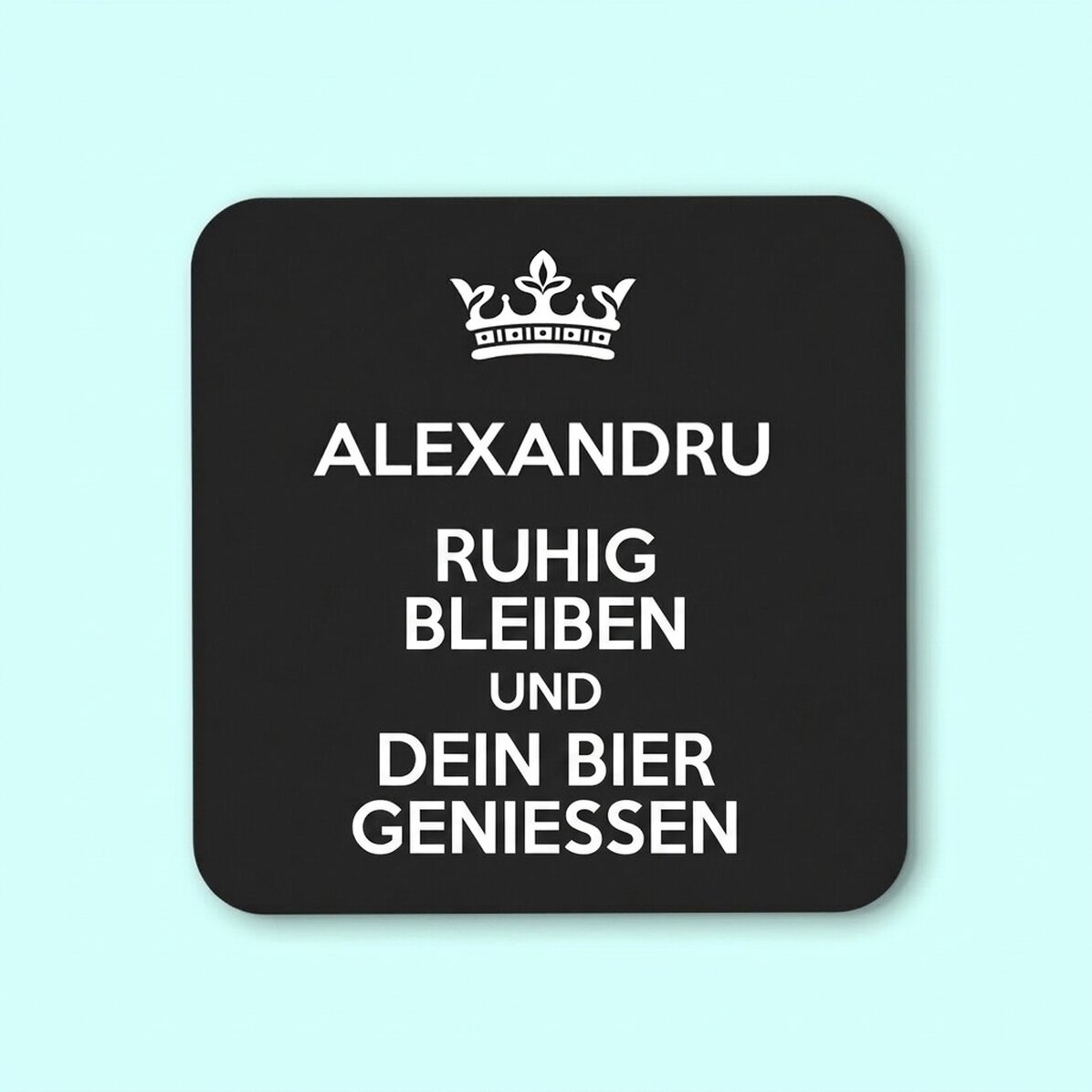 Personalisierter Gläserhalter mit Text – Keep Calm Black