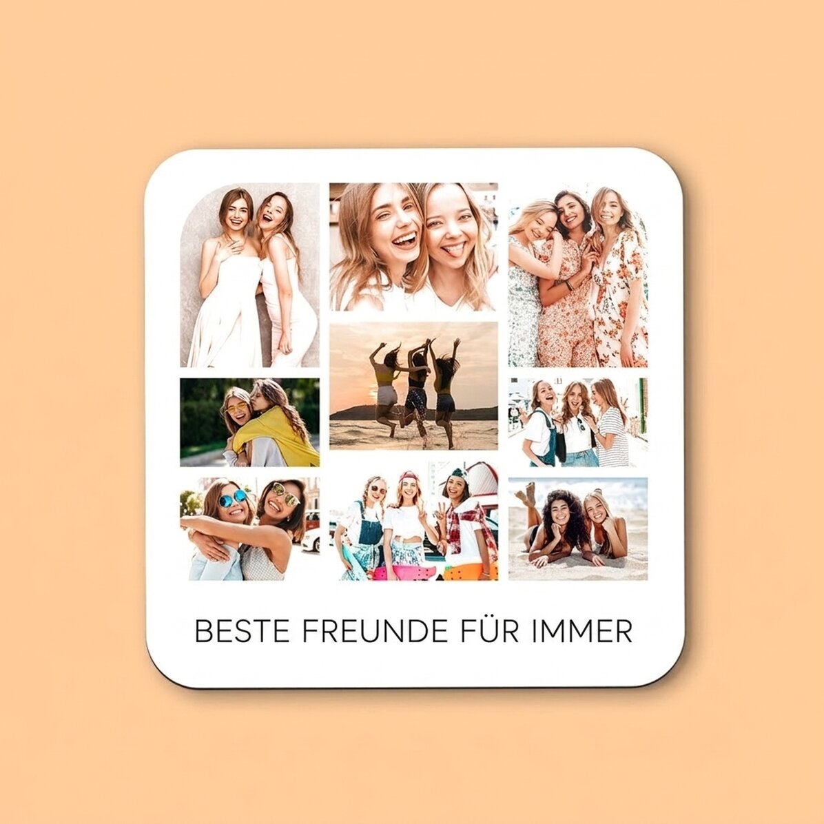Personalisierter Gläserhalter mit Fotocollage und Text