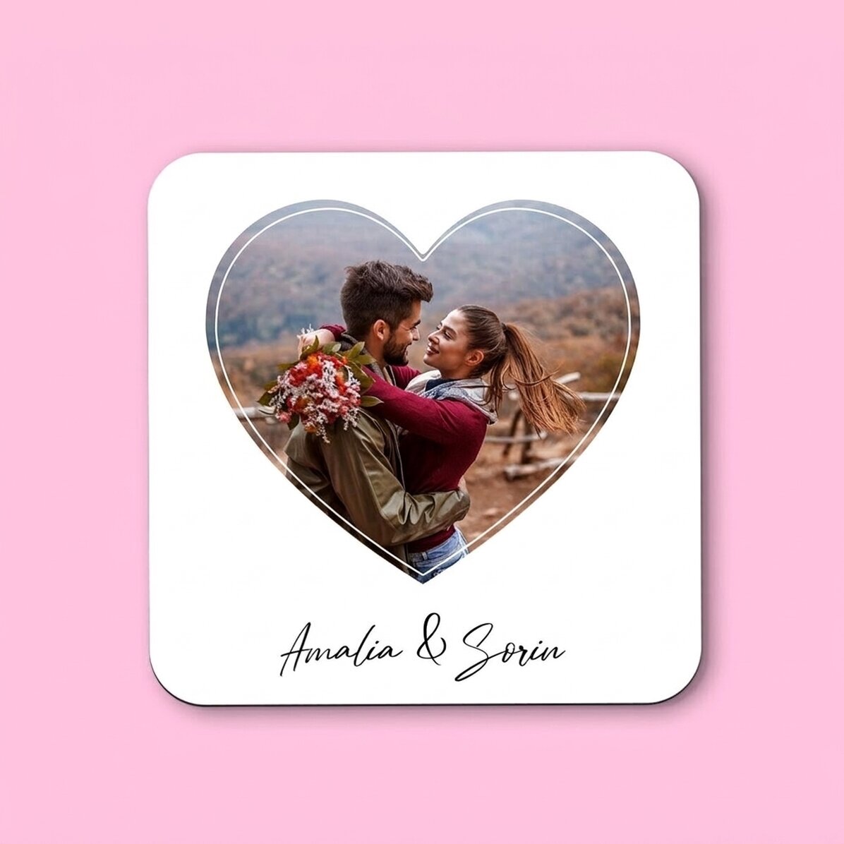 Personalisierter Gläserhalter mit Foto und Text – Love