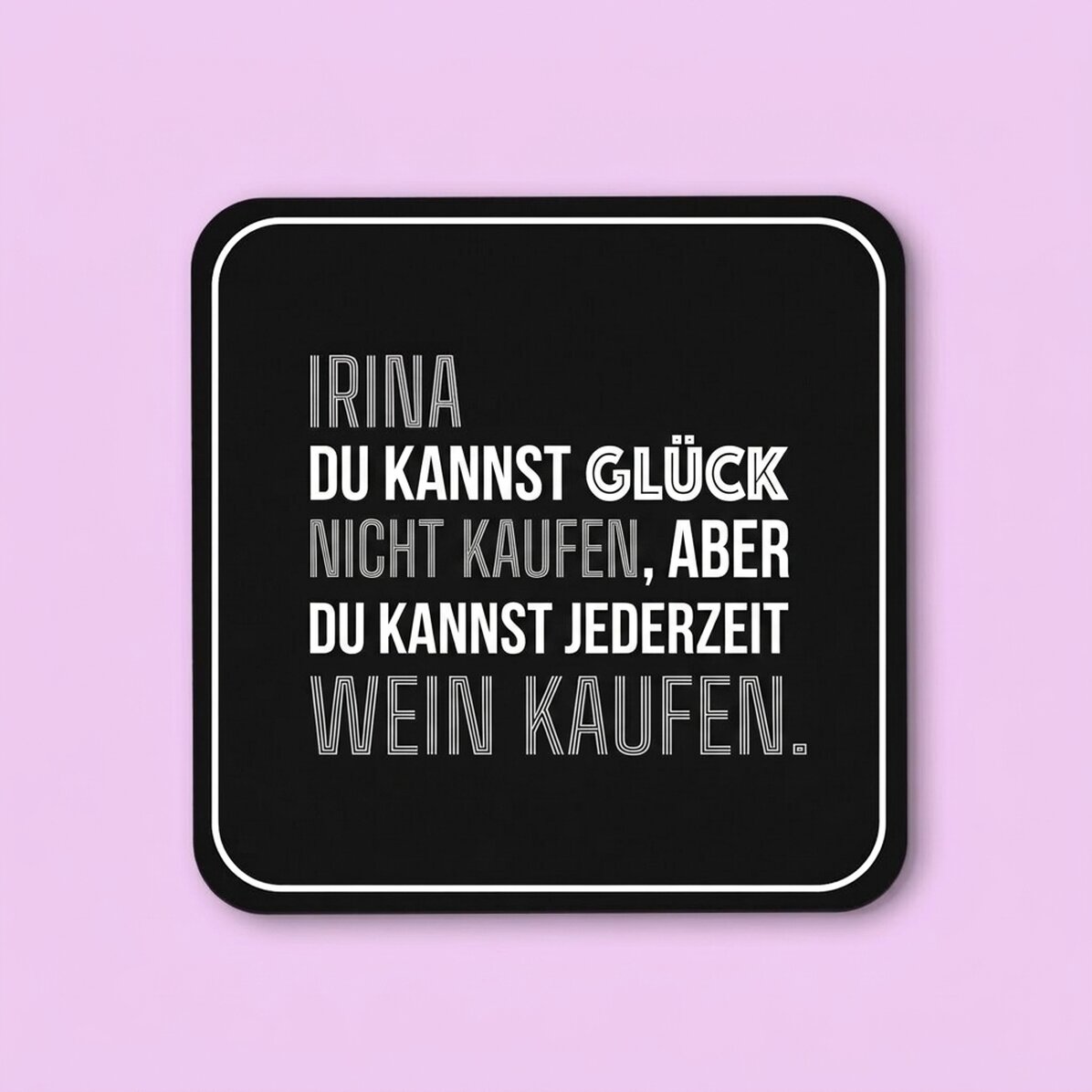 Personalisierter Untersetzer mit Namen – Glück