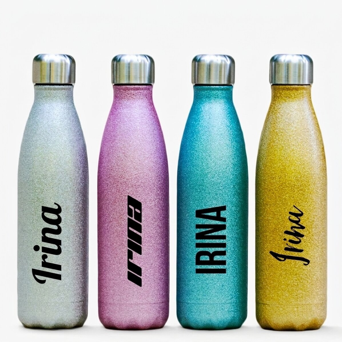 Personalisierte Thermoskanne mit Glitzer und Namen